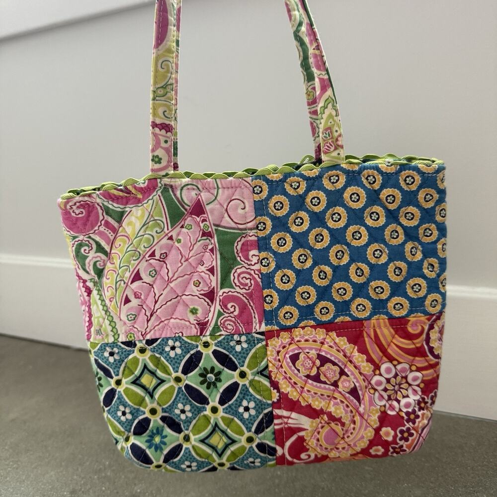 Retired Vera Bradley Patchwork Purse Pinwheel Pink Riviera Blue Cottagecore RARE